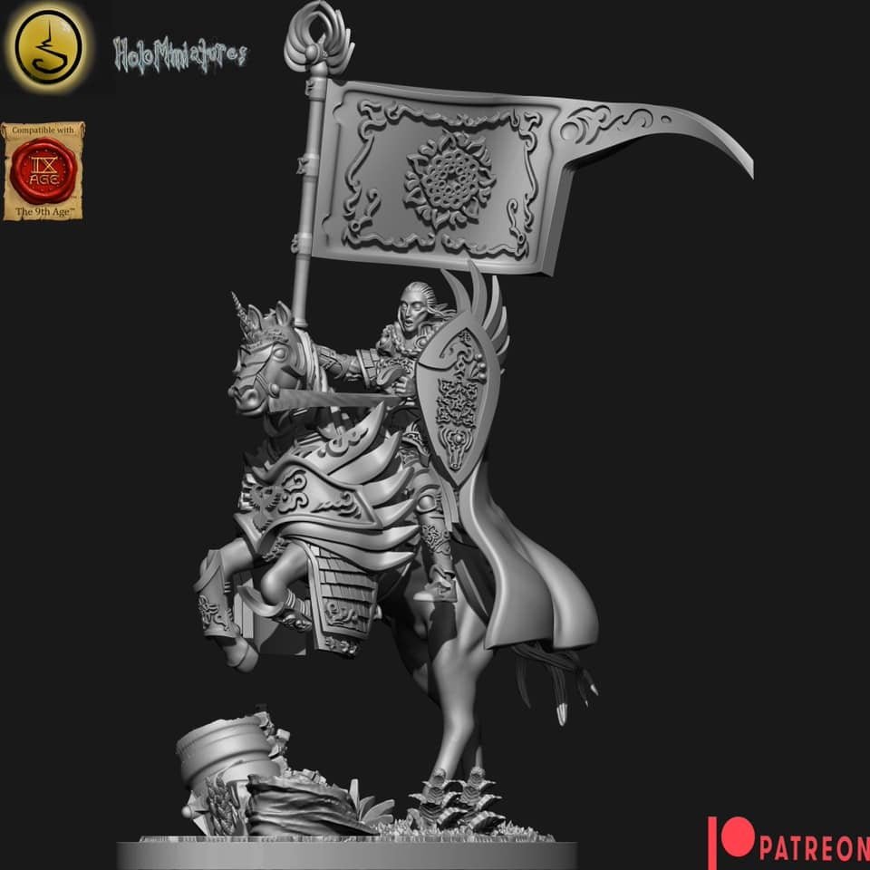 Holo Miniatures Highborn Elves Hero on horse - BrodaForge