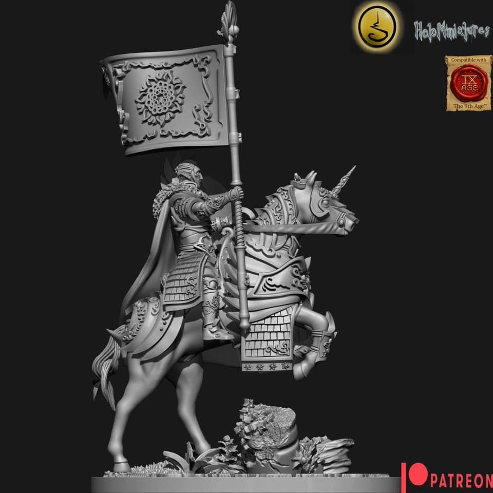 Holo Miniatures Highborn Elves Hero on horse - BrodaForge