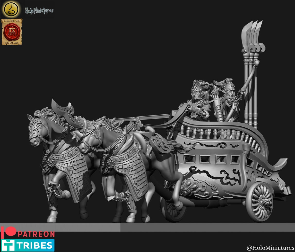 Holo Miniatures Highborn Elves Horse Chariot - BrodaForge