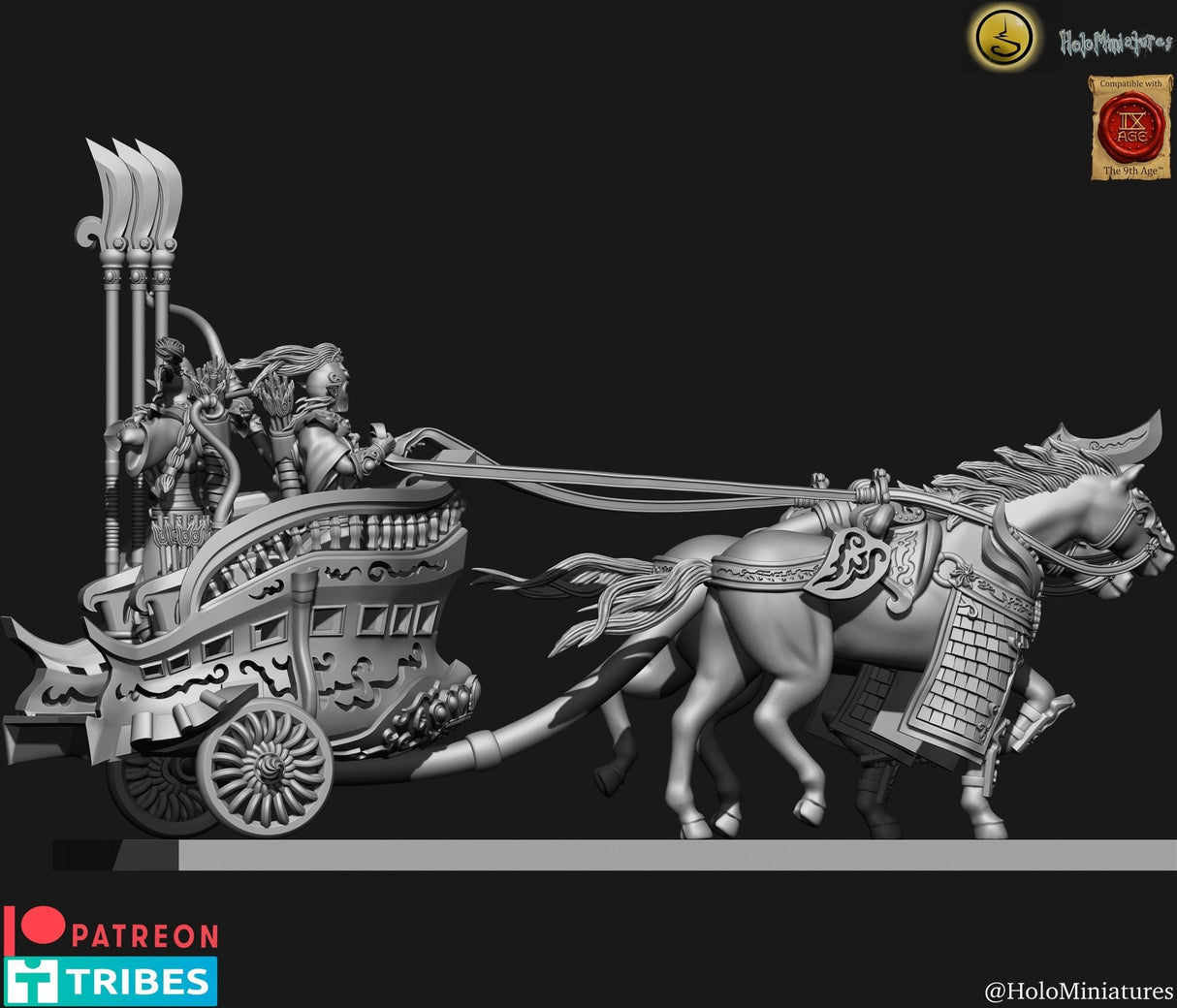 Holo Miniatures Highborn Elves Horse Chariot - BrodaForge