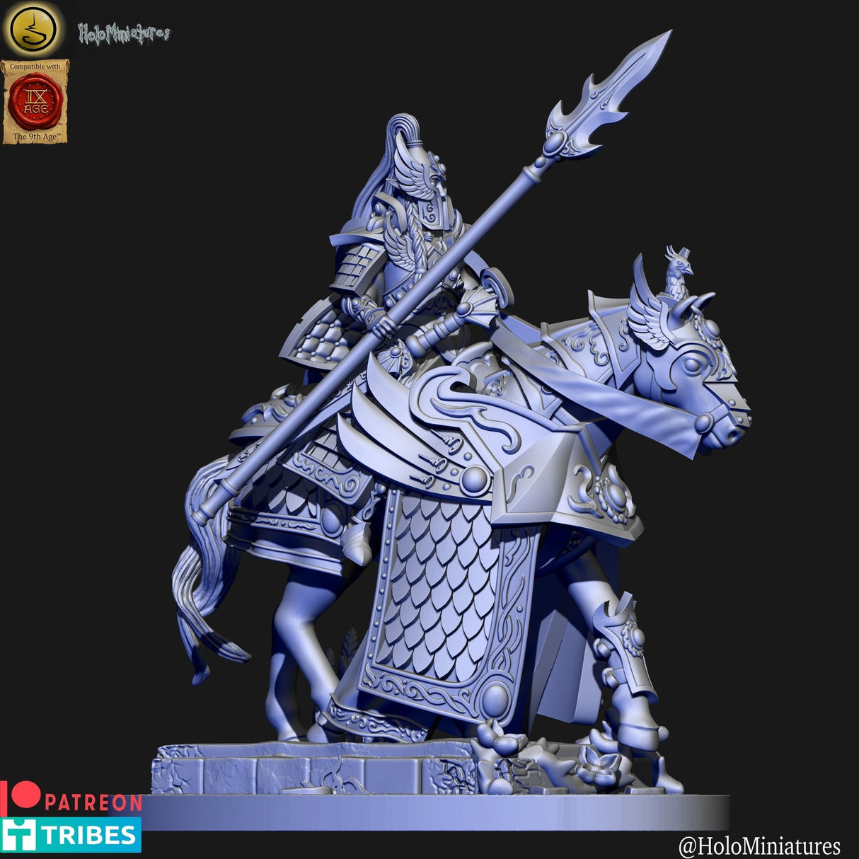 Holo Miniatures Highborn Elves Lord on horse - BrodaForge