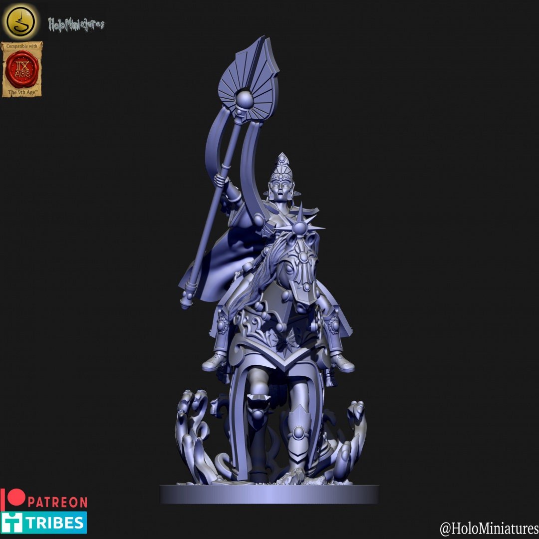 Holo Miniatures Highborn Elves Mage on horse - BrodaForge