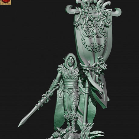 Holo Miniatures Sylvan Elves Battle Standard Bearer - BrodaForge