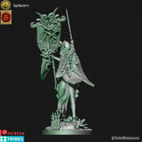 Holo Miniatures Sylvan Elves Battle Standard Bearer on horse - BrodaForge