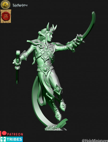 Holo Miniatures Sylvan Elves Bladedancer hero v3 - BrodaForge