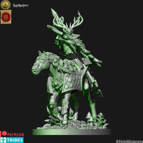 Holo Miniatures Sylvan Elves Hero on horse - BrodaForge