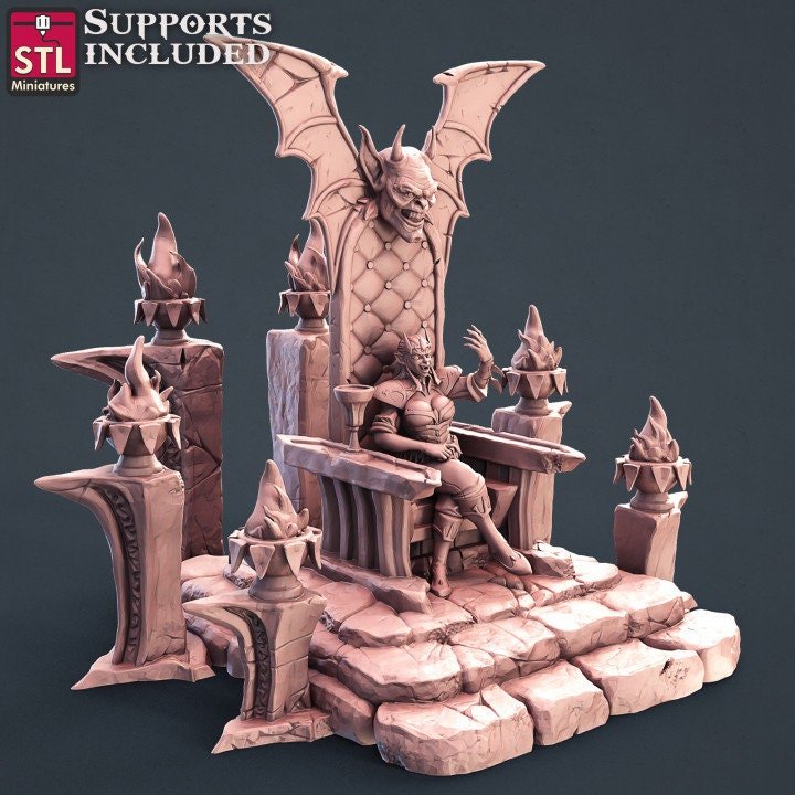 Lord Vampire A Seated + Throne STL Miniatures - BrodaForge